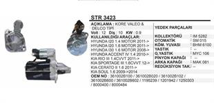 Marş Motoru 12v 10diş Hyundaı İ20 İ30 Sportage Kore | Martek Str3423