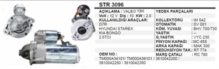 Marş Motoru 12v 10diş Hyundai Starex 10diş D7r Kia Kısa Burun Dişli Geride Tr3096 | Wınwın Str3096