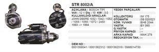 Marş Motoru 12v 10diş Johndeere Bosch Tip Str8002 Str4556 Str7841 Str4655 | Wınwın Str8002