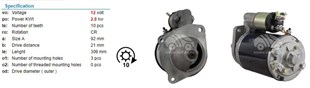 Marş Motoru 12v 10diş Lucas Ford Kamyon Otosan D750 D1210 D1211 Kargo Cargo 2014 2517 2520 | Lucas 27554