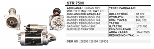 Marş Motoru 12v 10diş Mf135-mf240 Mf148 Mf 135 148 165 240 Sağ Ağız Nuffıeld Traktör Mf İthalycn25750 | Ith Str7500