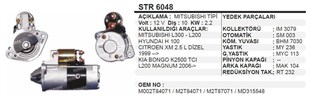 Marş Motoru 12v 10diş Mıts. L200 H100 Starex Ym Uzun Burun Dişli Önde | Ith Str6048