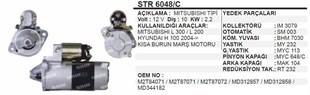 Marş Motoru 12v 10diş Mıtsubıshı L200 Ym Starex 99 | Ith Str6048c