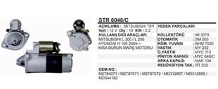 Marş Motoru 12V 10DİŞ Mitsubishi L200 L300 Hyundai H100 Bango 2.5 | REMARK STR6048C