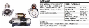 Marş Motoru 12v 12diş Mıtsubıshı Ym Str6049 Uzun Burun Dişli Önde | Aes Str6049