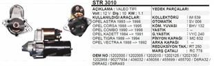 Marş Motoru 12v 10diş Opel Astra Valeo Tip Str3010 1986s00668 | Schenna Str3010