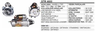 Marş Motoru 12v 10diş Perkins Jcb Mf Cat Yale Forklift (sağ Takılan) Str4600 Str4172 Str4168 Str4508 Str18941 | Remark Str4600