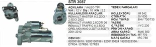 Marş Motoru 12v 10diş 2.2kw D7r Renault Master Movano Trafıc | Cargo 112475