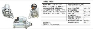 Marş Motoru 12v 10diş Vw Jetta Seat 06 Str3370 | Aes Str3370