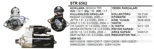 Marş Motoru 12v 10diş Vw Passat Golf Caddy Jetta Seat Leon | Aes Str6562