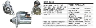 Marş Motoru 12v 10diş Vw Passat Golf V Ters Str3340 | Aes Str3340