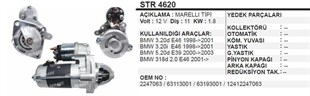 Marş Motoru 12v 11diş Bmw Marellitip E46 320d 520de | Remark Str4620
