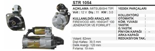 Marş Motoru 12v 11diş Çin Jeneratör Forklift Frewood Fırewood 485 Knıght 100 3.0kw 4 Silindir | Sıway 10npd3414