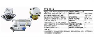 Marş Motoru 12V 11DİŞ Newholland T480 Mavi Çukurova Forklift Case D35 D40 D45 Backhoe Loader Fiat Kobelko SL35B Backhoe Perkins | REMARK STR7815