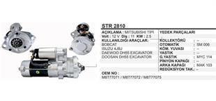 Marş Motoru 12V 11DİŞ Daewoo DH55 Doosan DH55 Isuzu Mot Bobcat Excavatör Bobcat Isuzu 4JBJ Daewoo DH55 Doosan STR2810 STR2804 | REMARK STR2810