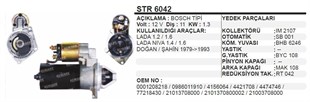Marş Motoru 12v 11diş Doğan Şahin 1.4 Şanzumalı Bosch-tipi 63291401 Str6042 Str1401 Str4689 Mako 63291401 | Schenna Str6042
