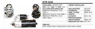 Marş Motoru 12v 11diş Kango 1,9d Trafic Clio2 Str3082 Str3084 | Wınwın Str5200