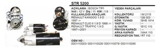 Marş Motoru 12v 11diş Kango 1,9d Trafic Clio2 Str3082 Str3084 | Aes Str5200