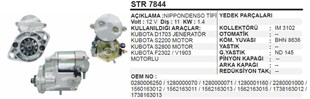 Marş Motoru 12v 11diş Kubato Samsung 1,4kw Jeneratör Kubota Kubata | Remark Str7844