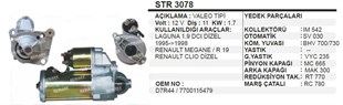 Marş Motoru 12v 11diş Pejo R19 Laguna Clio Dizel Renault Kangoo Clıo Megane Laguna Dızel 1.7kw | Ith Str3078