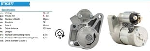 Marş Motoru 12v 11diş Renault Laguna Escape S114887 8200718435 M000t23373 M0t23373 Mt23373 S114887a |