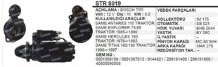 Marş Motoru 12v 11diş Same Herkules Steyr 8073 768 | Ith Str8019