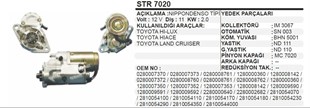 Marş Motoru 12v 11diş Toyota Hılux Land Cruıser | Wınwın Str7020