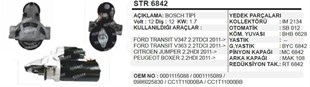 Marş Motoru 12v 12diş Ford Transit V347 Jumper Dişli Altta | Remark Str6842