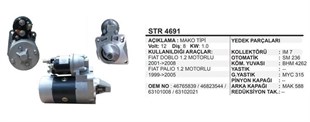 Marş Motoru 12v 8diş Fıat Doblo 1.2 Palio 1.2 Mako Tip | Remark Str4691