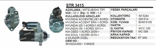 Marş Motoru 12v 8diş Hyundai Accent Getz Era Kia Ceed Soul | Aes Str3415