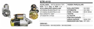 Marş Motoru 12v 8diş Hyundai Elentra Kia Hyundai Tucson Kia Sportage | Bypart Umm3292
