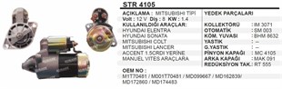 Marş Motoru 12v 8diş Hyundai Elentra Sonata Sonato Mıtsubıshı Colt Lancer Accent 1.5crdı Yerine Manuel Vites Araçlara Pajero | Aes Str4105