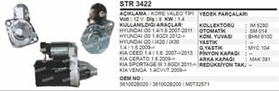Marş Motoru 12v 8diş Hyundai İ20 İ30 Kia Ceed | Ith Str3422