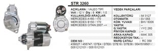 Marş Motoru 12v 8diş Mercedes A160 A170 Vaneo 1.6 D7e | Orjrev Str3260
