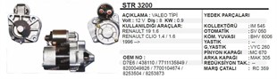 Marş Motoru 12v 8diş R19 Clio Megan Aes Str3200 | Bypart Umm3152