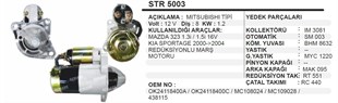 Marş Motoru 12V 8DİŞ Mazda 323 Kia Sportage STR5003 0K30A18400 STR5000 | REMARK STR5003