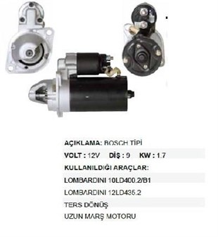 Marş Motoru 12v 9diş 1.7kw Ters Lombardin Pancar Str5810 Uzun Tip | Ith Str5810
