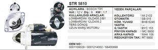 Marş Motoru 12v 9diş 1.7kw Ters Lombardin Pancar Str5810 Uzun Tip | Ith Str5810