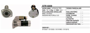 Marş Motoru 12v 9diş Bmc Levent Nissan Loader Forklift | Martek Str6009