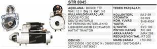 Marş Motoru 12v 9diş Cargo Doç As250 Magirus Atlas Copco Claas Bomag Deutz Ag Khd Same Fendt Is1254 Volvo Kepçe | Aes Str8045
