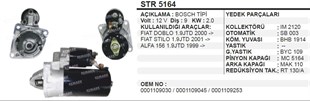 Marş Motoru 12v 9diş Fıat Doblo 1.9 Marea Brava Stilo 1.9 Alfa 1.9 | Aes Str5164