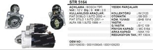 Marş Motoru 12v 9diş Fıat Doblo 1.9 Marea Brava Stilo 1.9 Alfa 1.9 | Aes Str5164