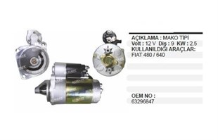Marş Motoru 12v 9diş Fiat Traktör 450 480 480s 54c 640 55/46 Newholland Deutz Chrysler Pd250 Dodge Str4670 63217126 Str7126 | Wutse Str17093