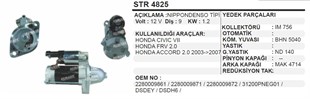 Marş Motoru 12v 9diş Honda Cıvıc Accord İes 1.6 (flans 75 Dıslı Capı 26.5 Saplama 104 Sm Str4825 | Aes Str4825