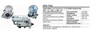 Marş Motoru 12v 9diş Hyundai Santafe Kia Cerato Tuscon Sportage Trajet | Ith Strd001