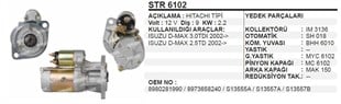 Marş Motoru 12v 9diş Isuzu Dmax 2,5 Tdı 3.0 Tdi | Remark Str6102