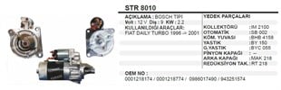 Marş Motoru 12v 9diş İveco Daily Str8010 0001218174 1986s00738 | Remark Str8010