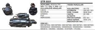 Marş Motoru 12v 9diş Iveco Unımog Magırus Mercedes Fıat Str8001 | Bypart Umm3173