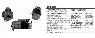 Marş Motoru 12v 9diş Komatsu Forklift Samsung Se5d-3 Yanmar Str6140 Jeneratör | Martek Str6120