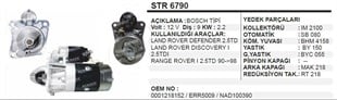 Marş Motoru 12v 9diş Land Rover Ranger Land Rover Defender 2.5 Td Range Rover I Dıscovery I Cw Mb Sp | Wınwın Str6790